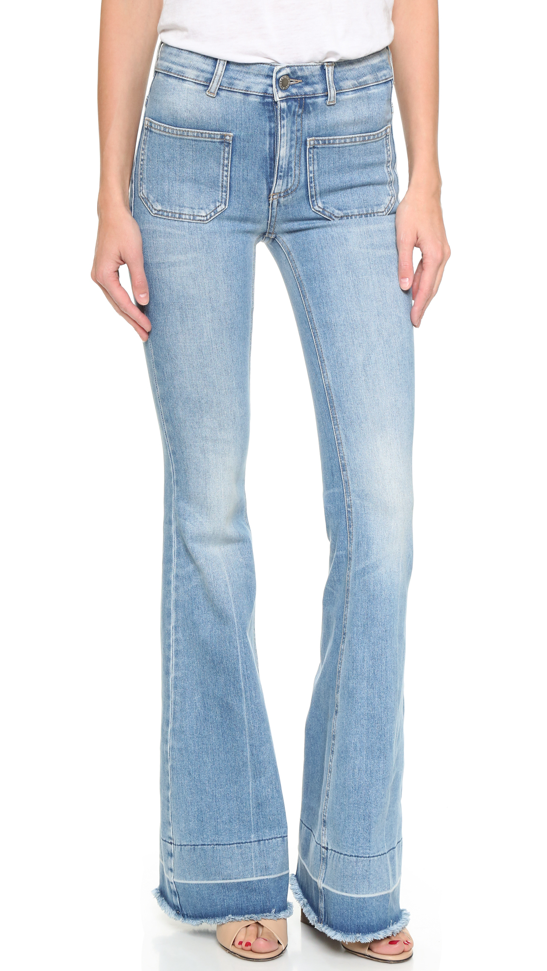Lyst Stella Mccartney 70s Flare Jeans With Patch Pockets in Blue